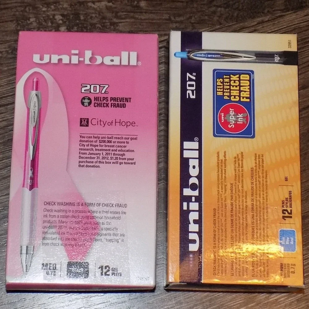 Uni-ball 207 Gel Pens 24 Count Black and Blue Medium 0.7mm New Sealed Bundle